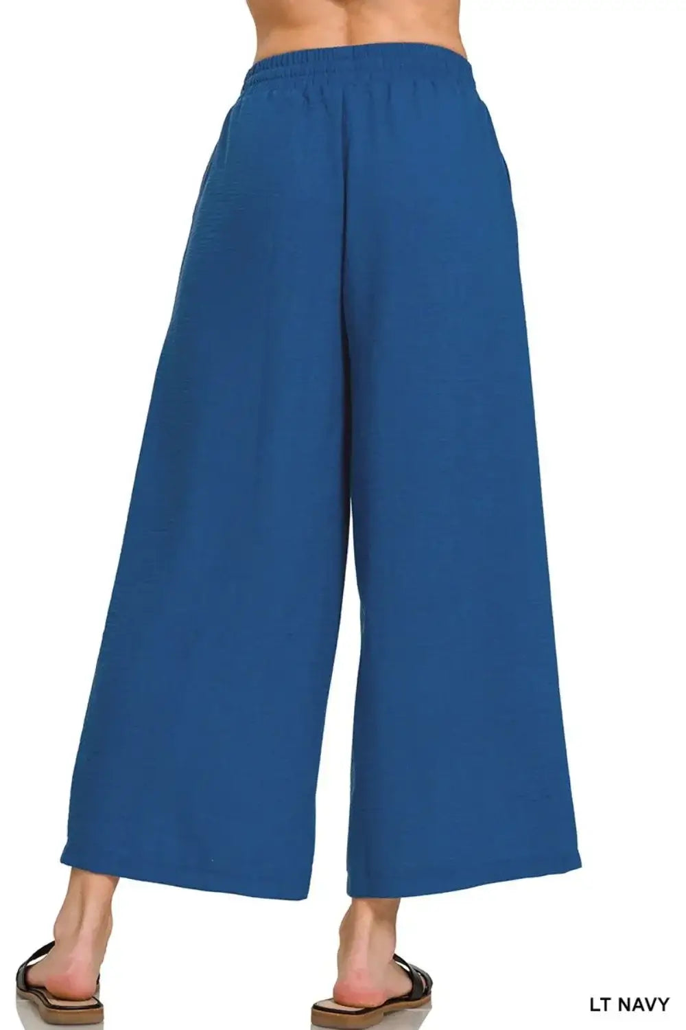 Women's Cropped Pants - Woven Crepe Elastic Waist - In Style Chics Boutique Women's Juniors Fashion Style Online 