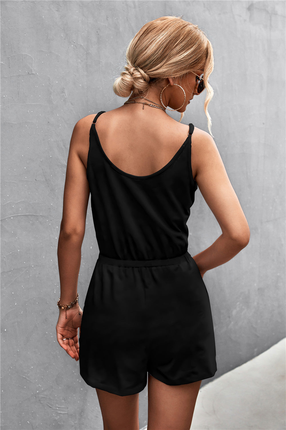 Spaghetti Strap V-Neck Pocket Romper - Black or Gray - In Style Chics Boutique LLC