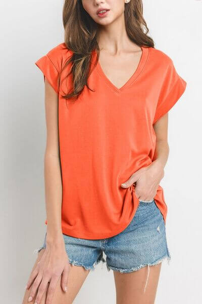 Modal V-Neck Cap Sleeve T-Shirt