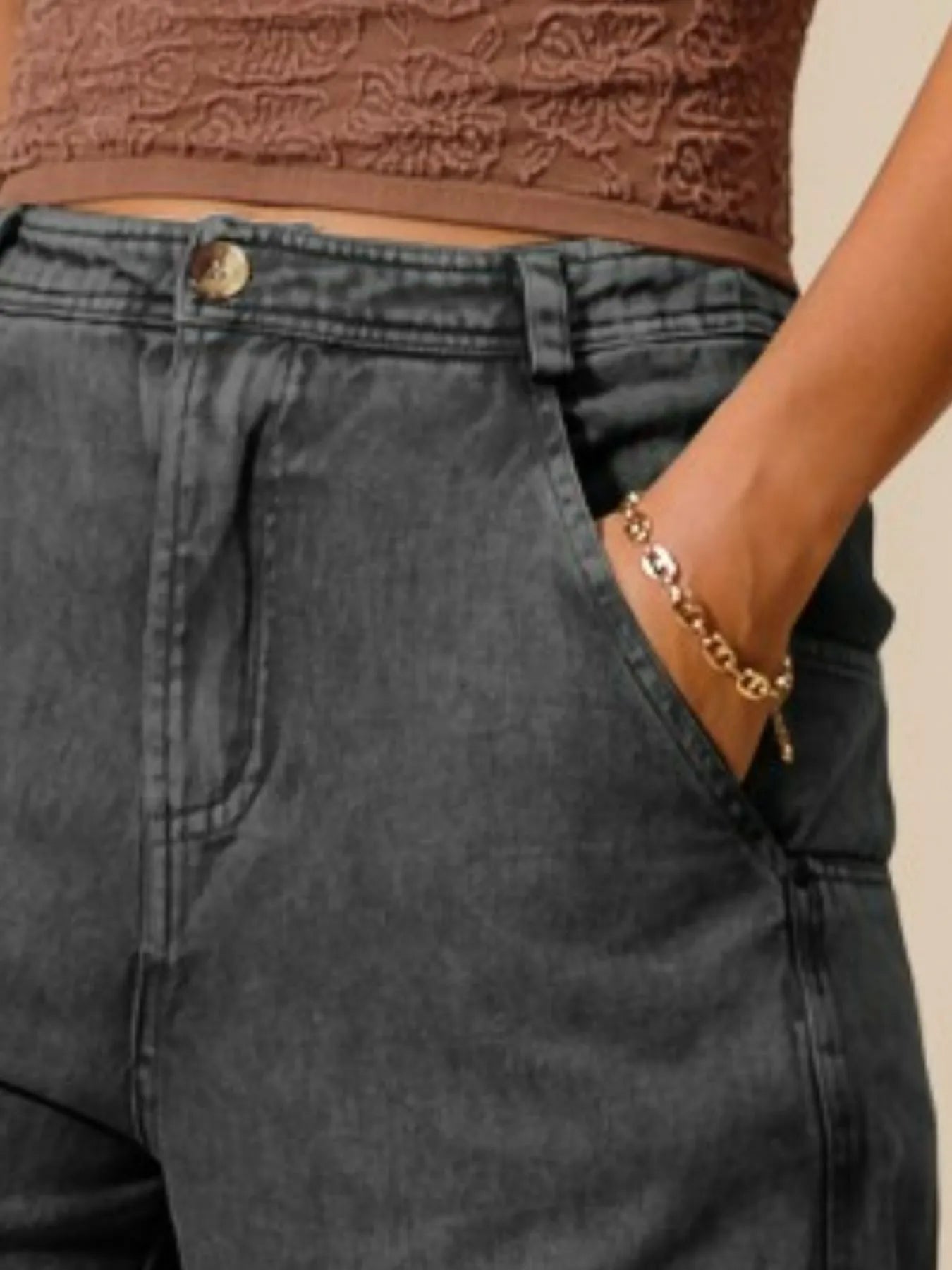 Mineral Washed Mid Rise Barrel Shape Pants at In Style Chics Boutique 