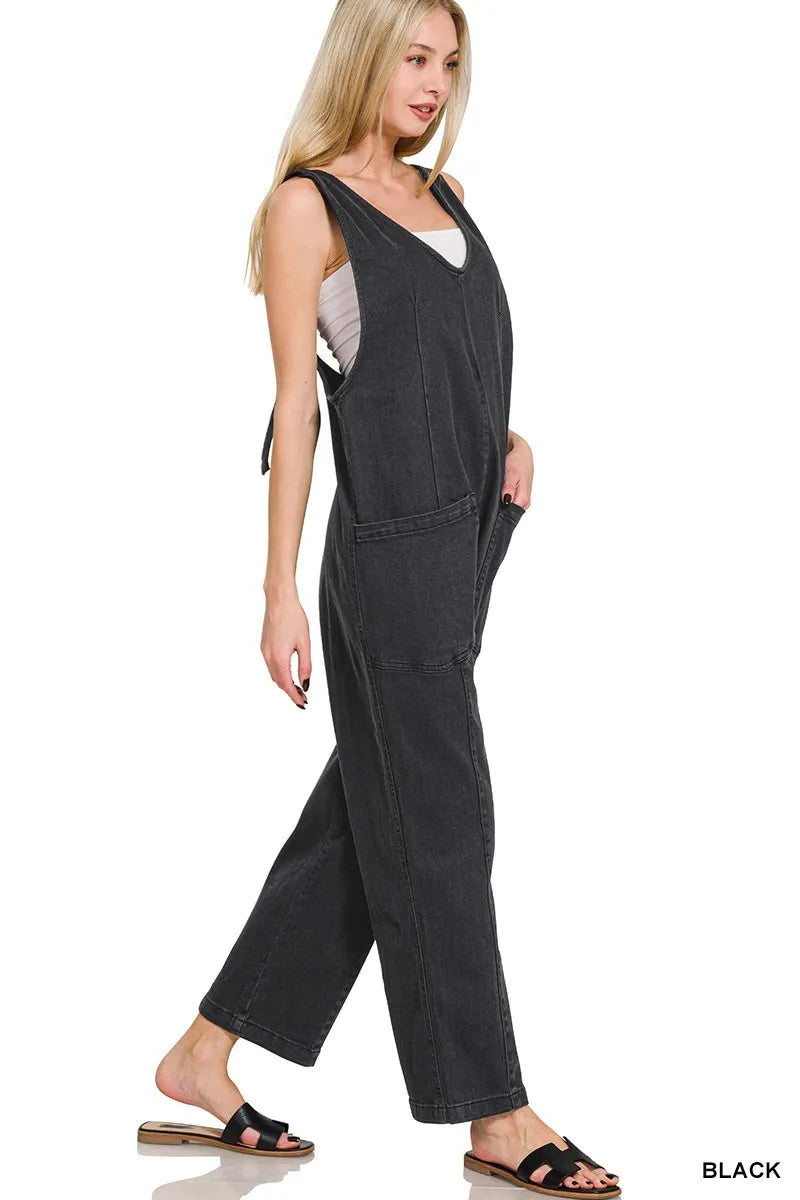 Casual Adjustable Strap Baggy Jumpsuit with Pocket at In Style Chics Boutique 