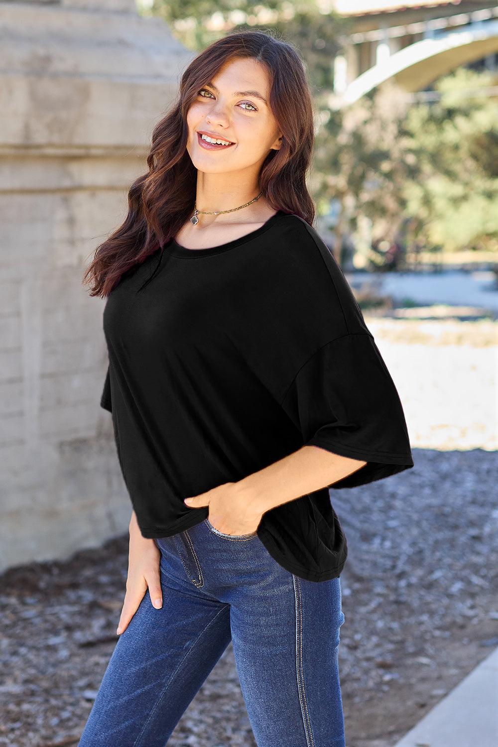 Basic Bae Bamboo Full Size Round Neck Drop Shoulder T-Shirt - More Colors! - In Style Chics Boutique LLC