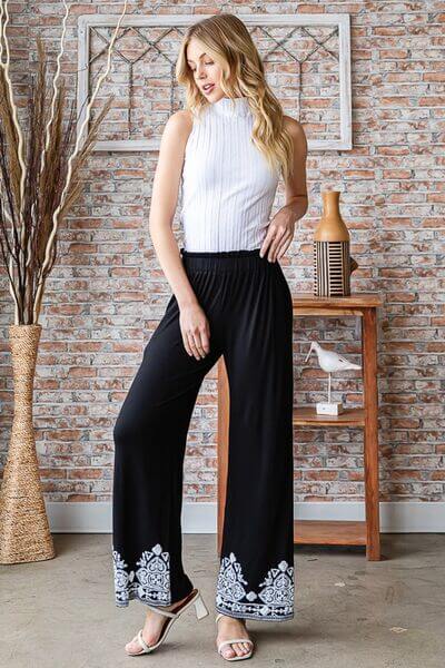 Solid Damask Casual Pants - In Style Chics Boutique 