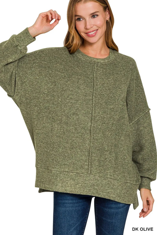 Brushed Melange Hacci Oversized Sweater at In Style Chics Boutique 