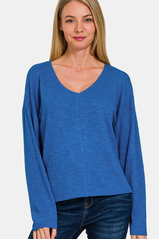 Zenana Dropped Shoulder Long Sleeve T-Shirt - In Style Chics Boutique LLC