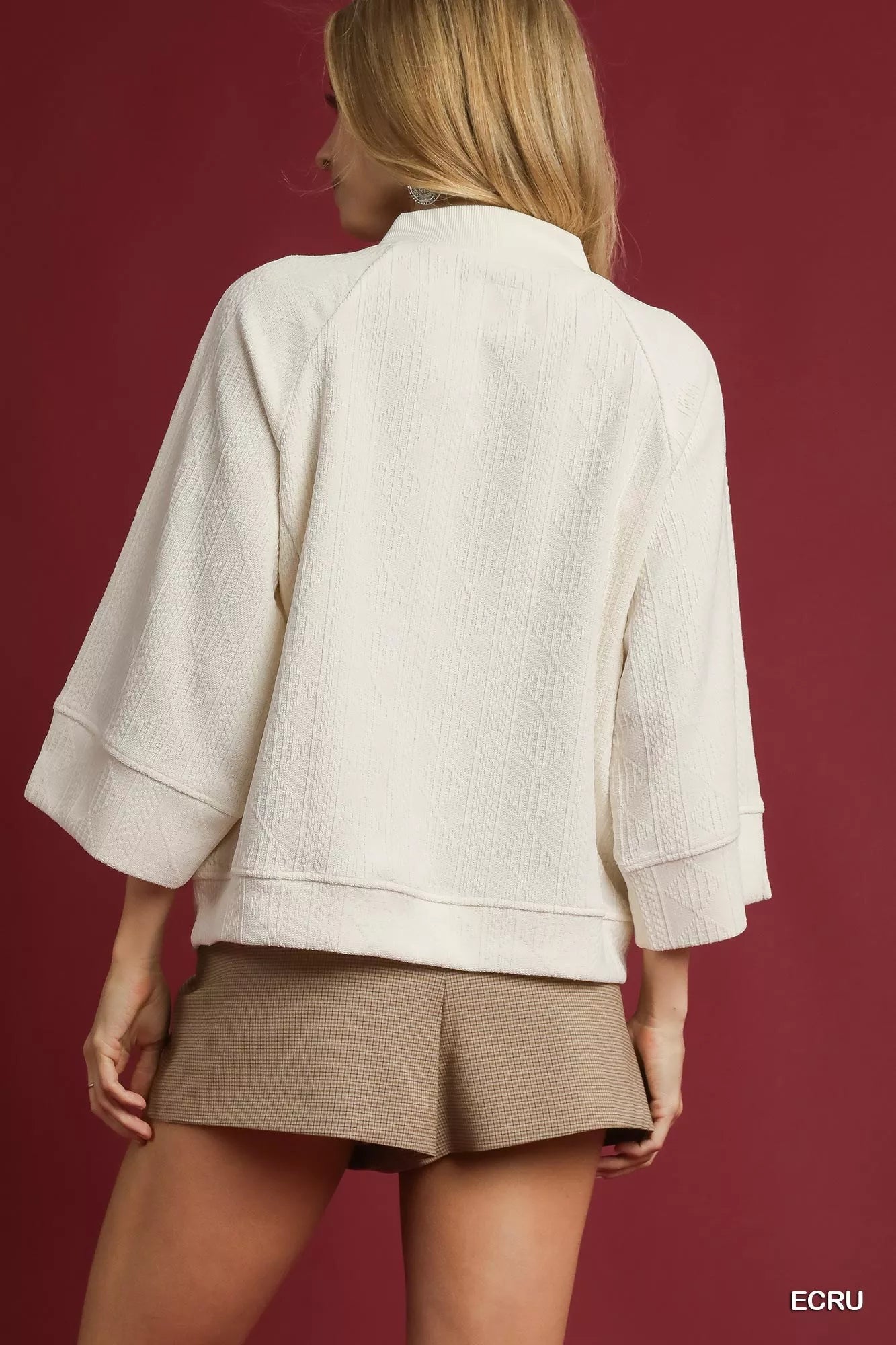 V-Neck Top Textured Knit at In Style Chics Boutique 