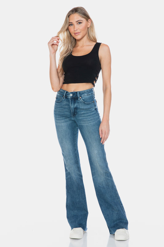 Judy Blue Full Size Tummy Control Cut Hem Flare Jeans - In Style Chics Boutique LLC