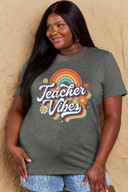 Simply Love Full Size TEACHER VIBES Graphic Cotton T-Shirt - In Style Chics Boutique LLC