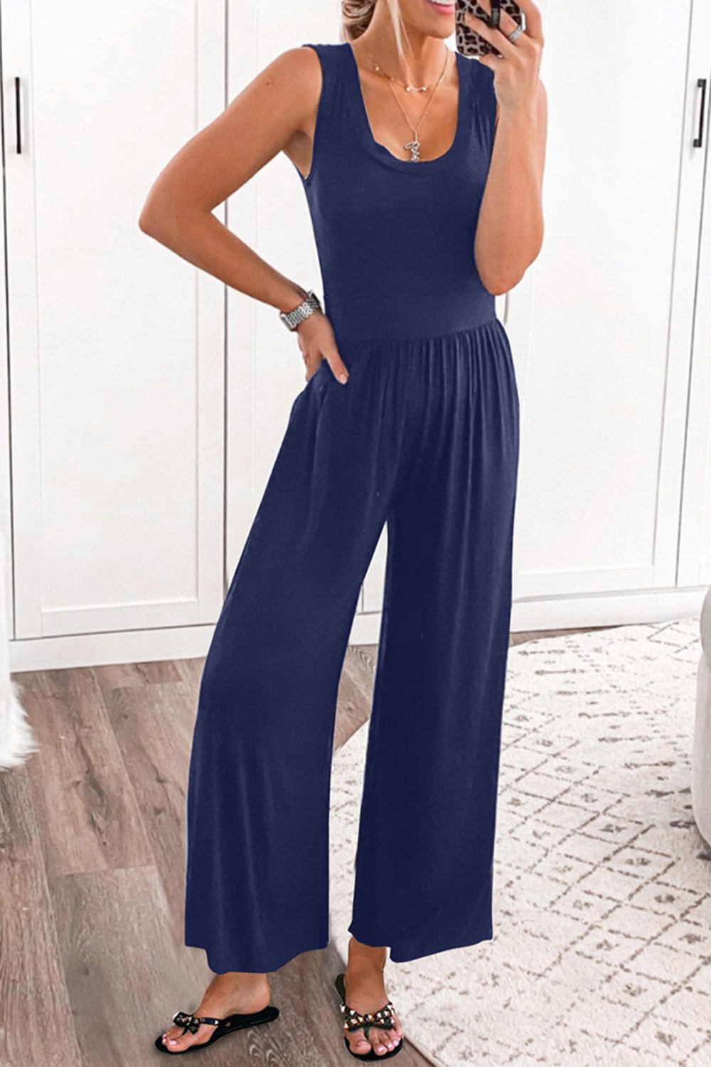 Full Size Scoop Neck Wide Strap Jumpsuit - In Style Chics Boutique LLC