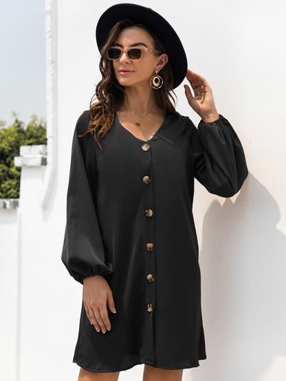 V-Neck Long Sleeve Mini Dress - In Style Chics Boutique LLC