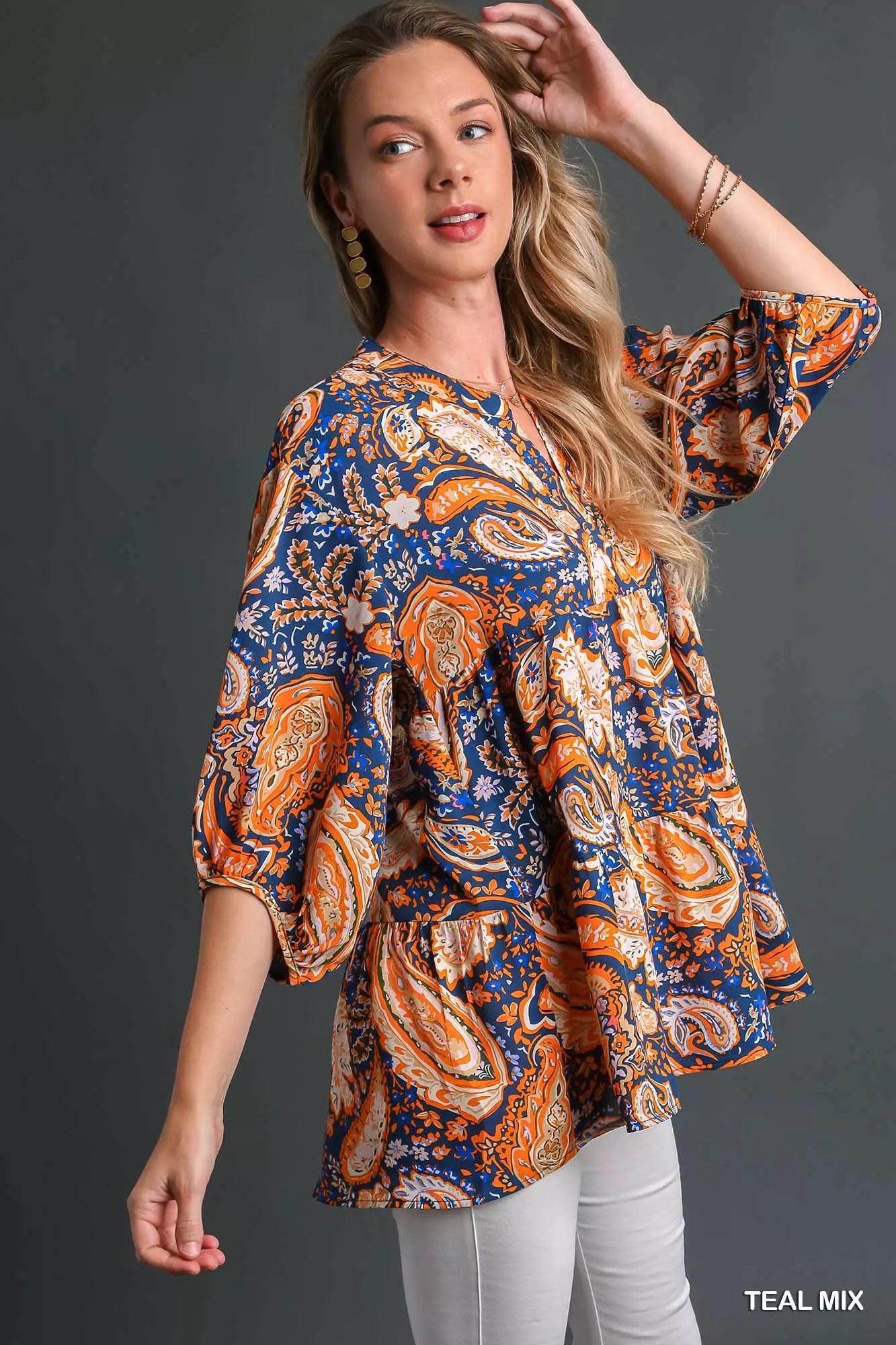 Boho Tunic Blouse Mix Paisley at In Style Chics Boutique