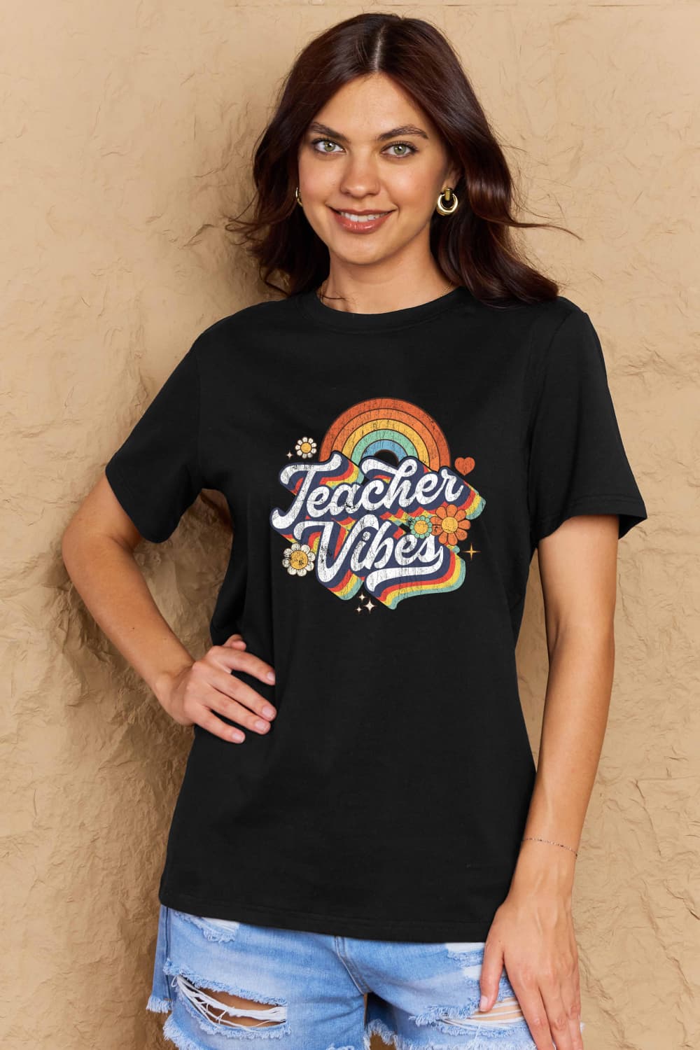 Simply Love Full Size TEACHER VIBES Graphic Cotton T-Shirt - In Style Chics Boutique LLC