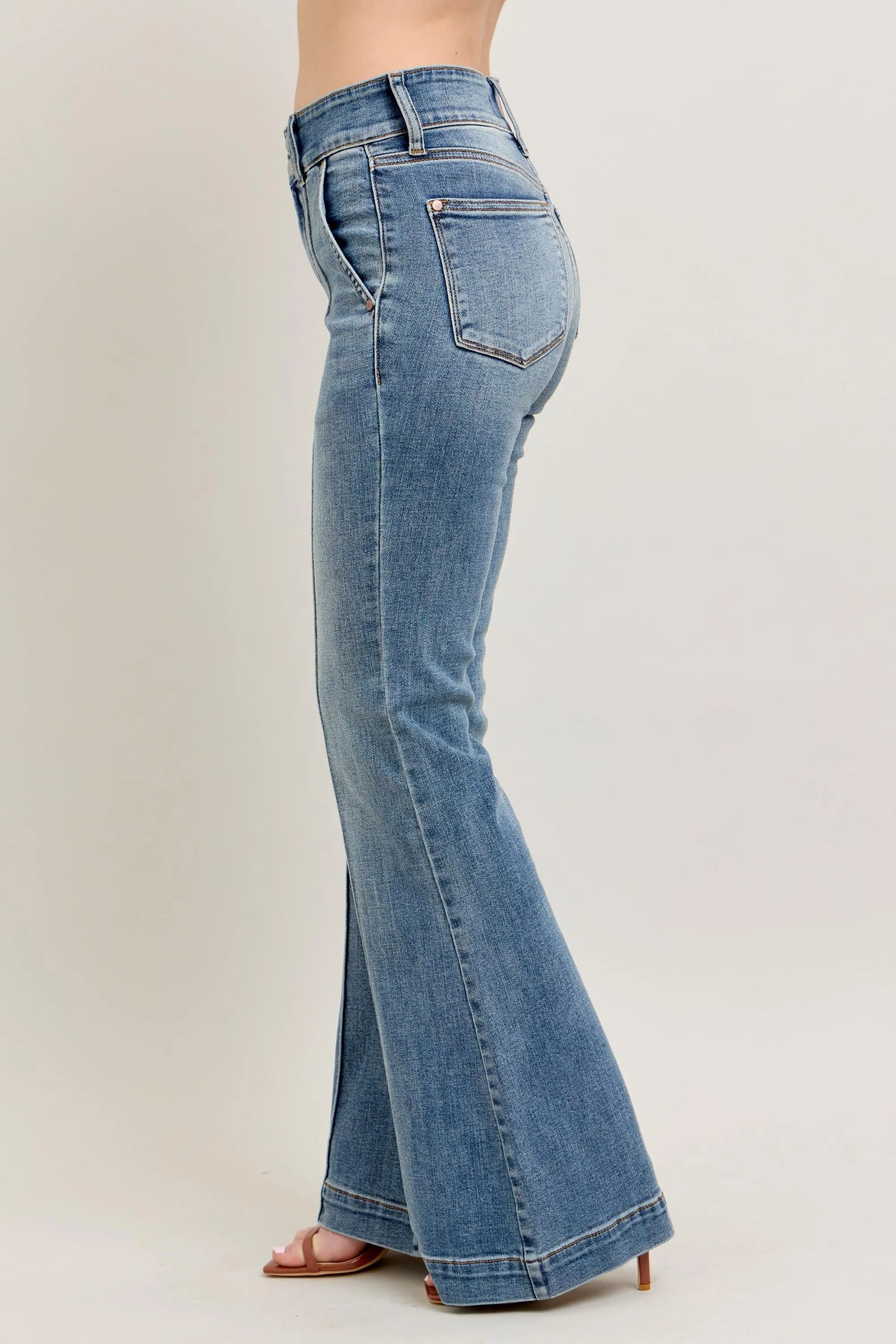 Judy Blue High-Waist Flare Jeans with Front Seam - In Style Chics Boutique Women's Juniors Plus Size Clothes 