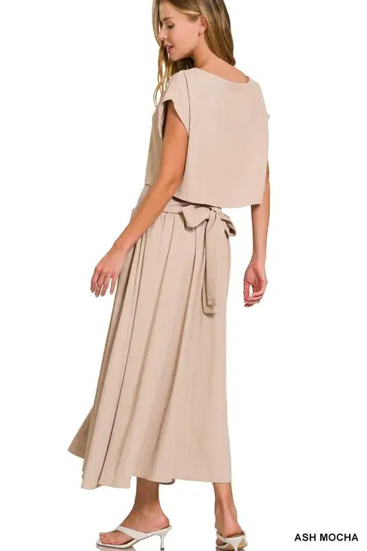 Heavy Woven Span Crop Tee & Skirt Set - Summer Clothes Juniors - Outfits - Summer Outfits - In Style Chics Boutique Women's Juniors Apparel Online 