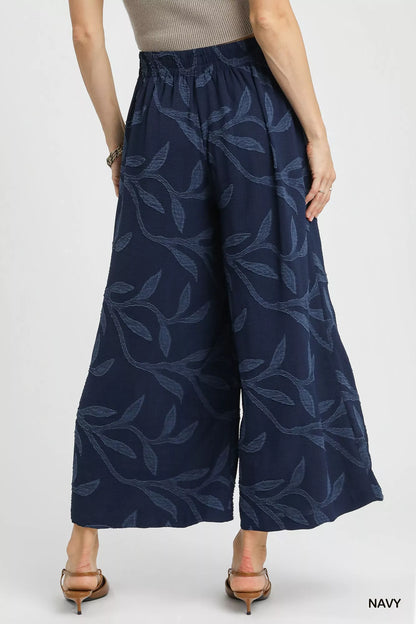 Jacquard Wide-Leg Pants in Navy at In Style Chics Boutique 