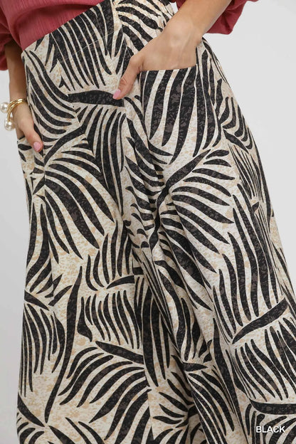 Palm Leaf Print Wide Leg Culotte Pants at In Style Chics Boutique at In Style Chics Boutique 