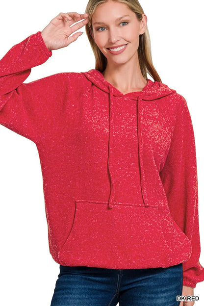 Brushed Hacci Melange Hooded Sweater at In Style Chics Boutique 