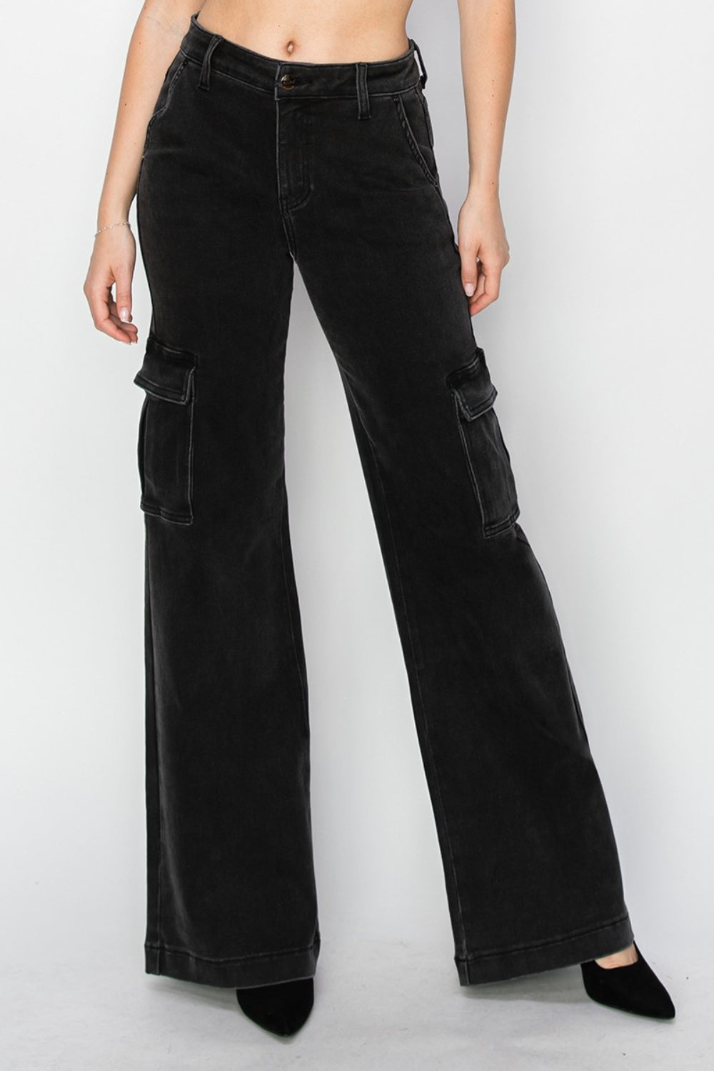 Womens Risen Full Size High Rise Wide Leg Cargo Jeans - In Style Chics Boutique LLC