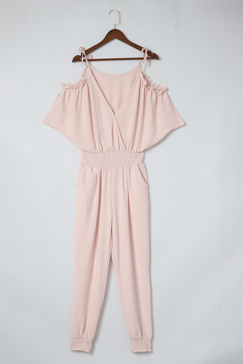 Frill Surplice Cold Shoulder Jumpsuit - In Style Chics Boutique LLC