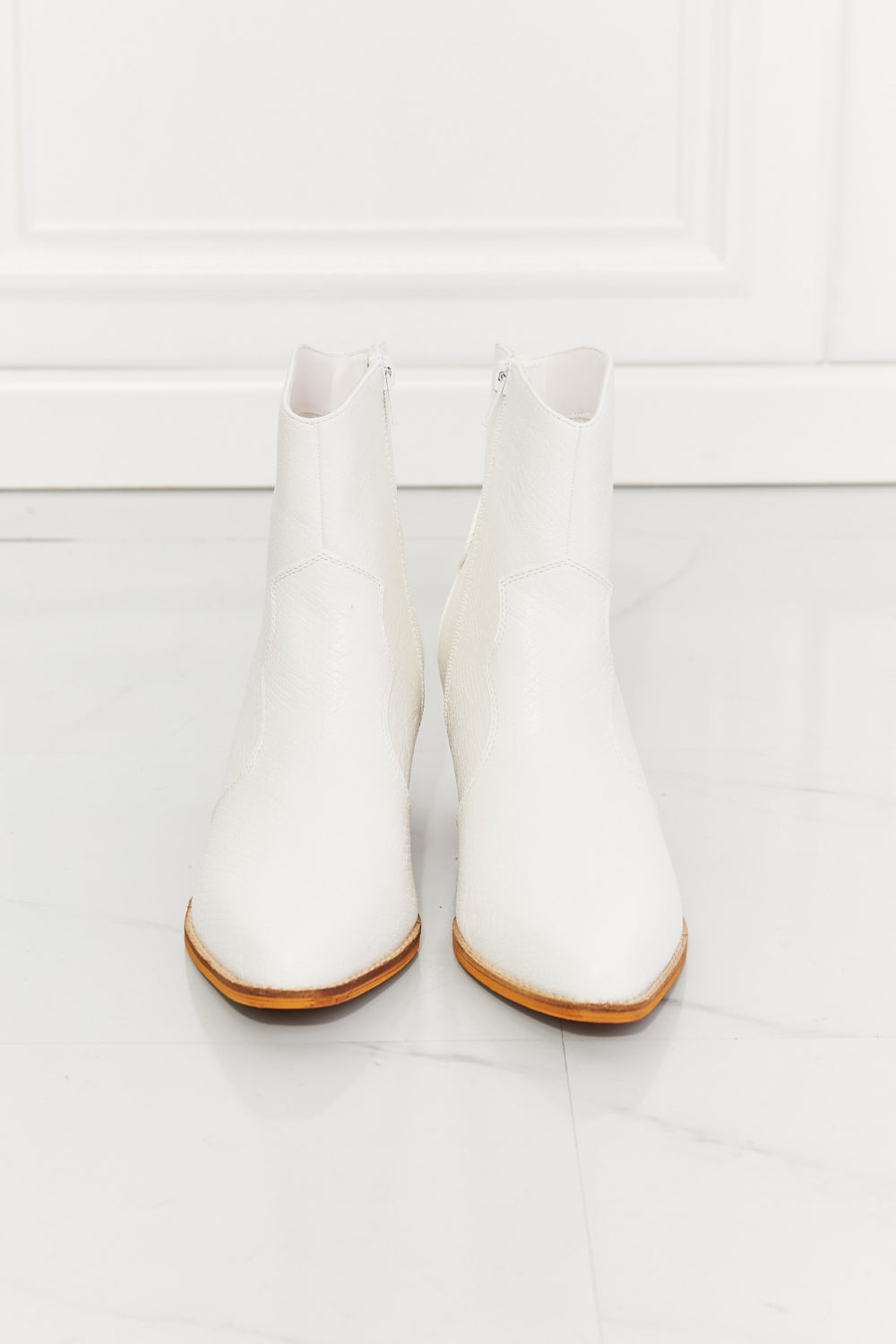 MMShoes Watertower Town Faux Leather Western Ankle Boots in White - In Style Chics Boutique LLC