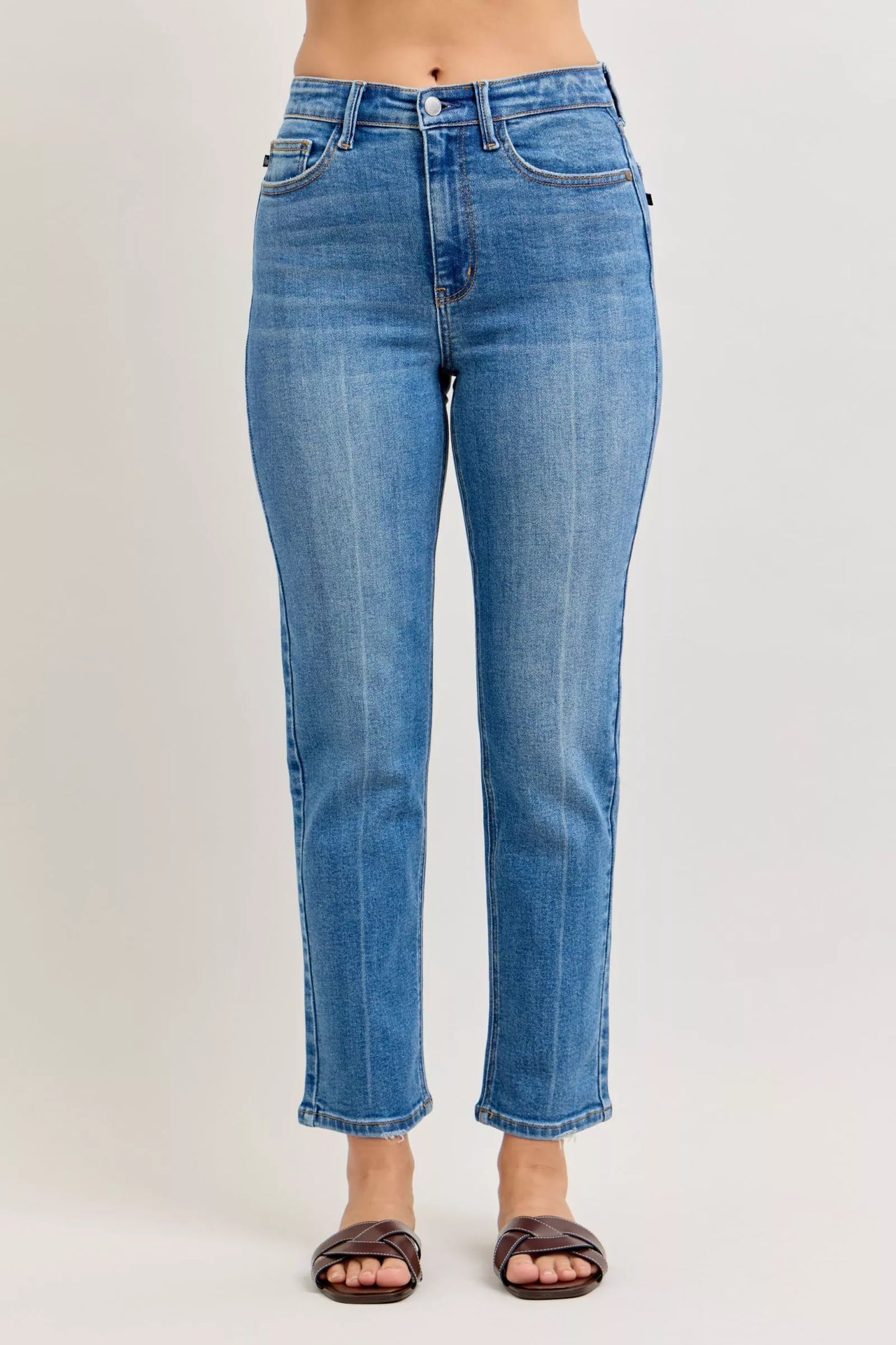 Judy Blue High-Waisted Straight-Leg Ankle Cut  (28" inseam) Jeans