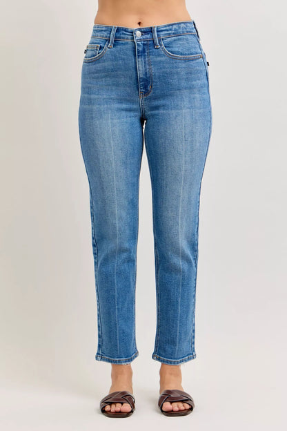 Judy Blue High-Waisted Straight-Leg Ankle Cut  (28" inseam) Jeans