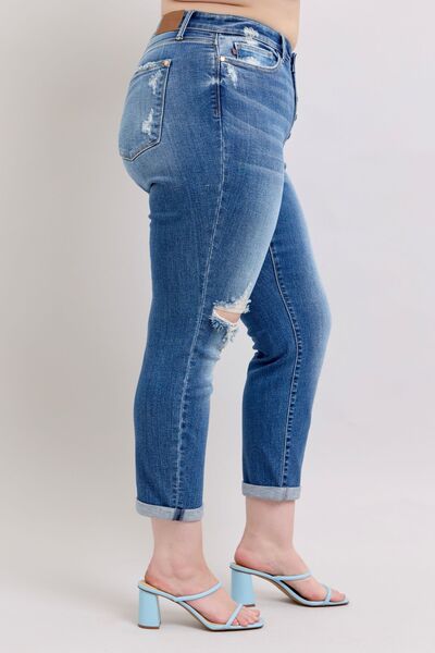 Women's Button Fly Distressed Jeans with Pockets - In Style Chics Boutique Women's Juniors Plus Size Online Clothing 