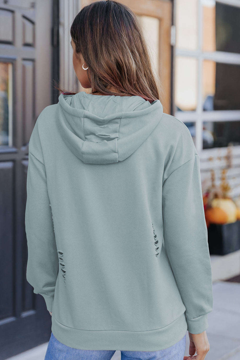 Cutout Dropped Shoulder Hoodie - In Style Chics Boutique LLC