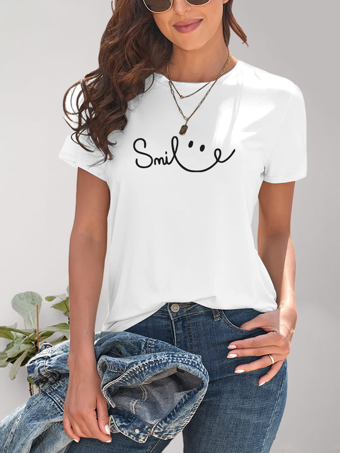 SMILE Round Neck Short Sleeve T-Shirt - More Colors! - In Style Chics Boutique LLC