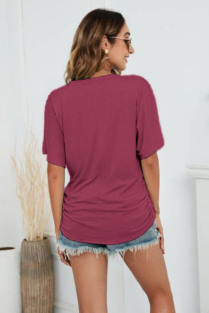 V-Neck Side Ruched Tee - More Colors! - In Style Chics Boutique LLC