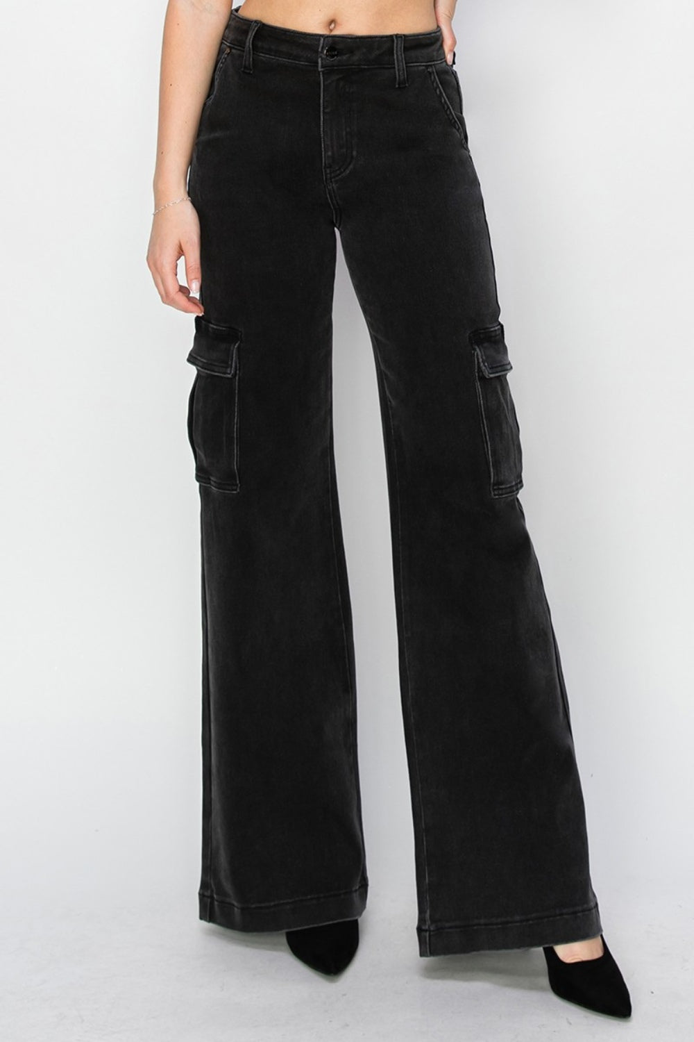 Womens Risen Full Size High Rise Wide Leg Cargo Jeans - In Style Chics Boutique LLC