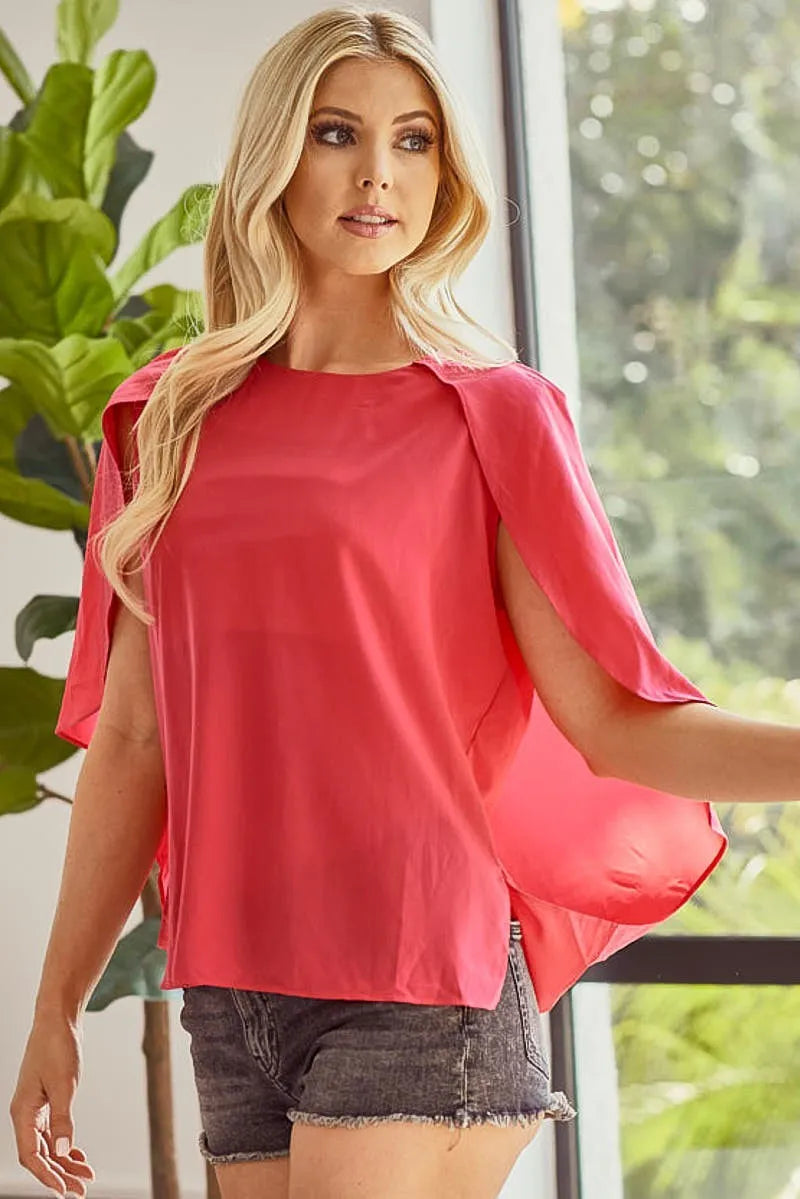 Woven Top With Fold Over Back Detail - In Style Chics Boutique Online Fashion Cute Clothes 