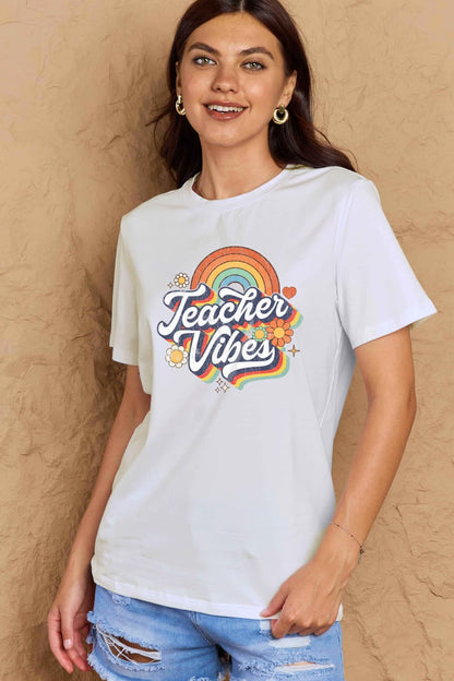 Simply Love Full Size TEACHER VIBES Graphic Cotton T-Shirt - In Style Chics Boutique LLC