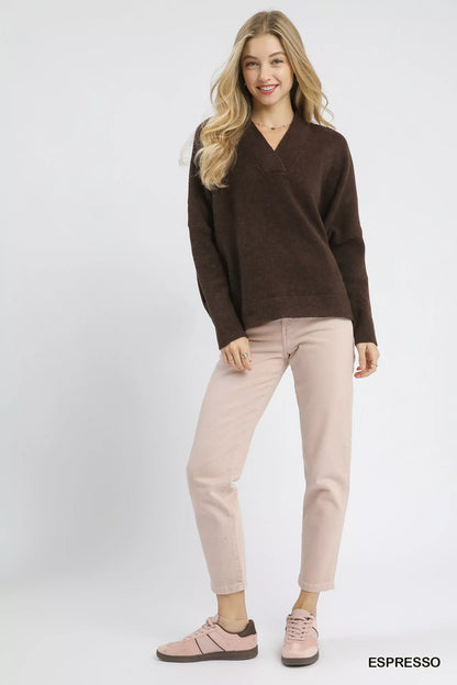 V-Neck Sweater with Wide Trim Detail, Shop Cozy Fall Styles at In Style Chics Boutique