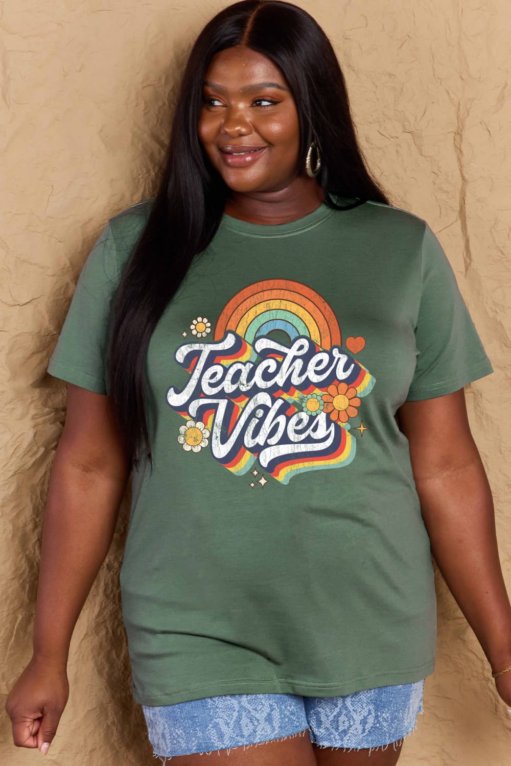 Simply Love Full Size TEACHER VIBES Graphic Cotton T-Shirt - In Style Chics Boutique LLC