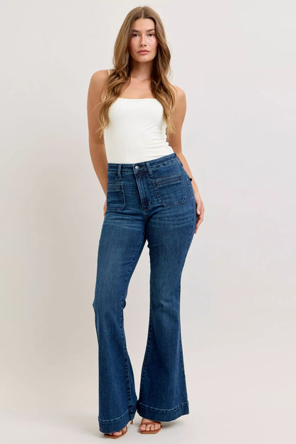 Women's Judy Blue High-Waisted Flare Jeans with Front Pockets