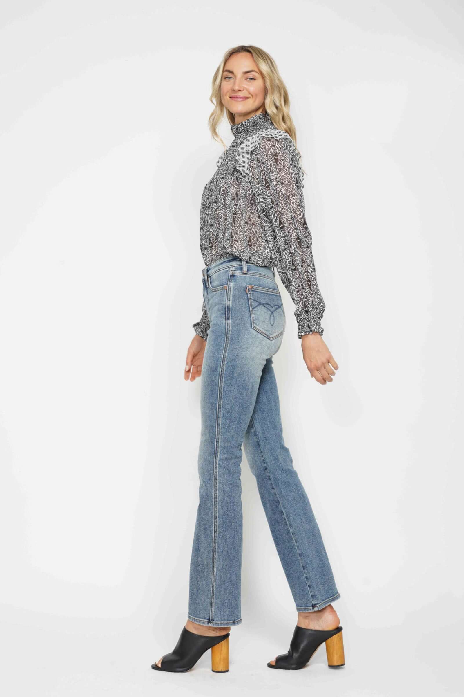 Judy Blue Tummy Control Back Embroidered Pocket Bootcut Jeans - Short Inseam - Petite - In Style Chics Boutique Women's Juniors Plus Size Apparel Online 