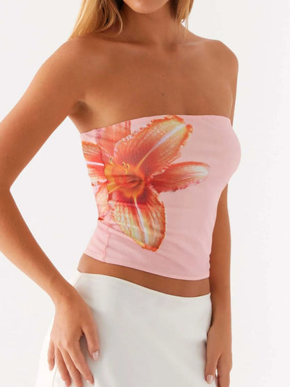 Flower Tube Top at In Style Chics Boutique 