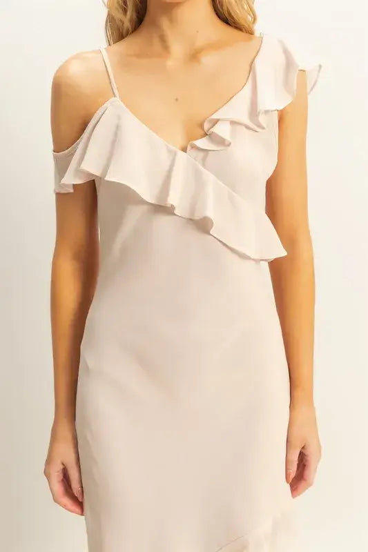 Chiffon Ruffle Trim Midi Dress - In Style Chics Boutique 