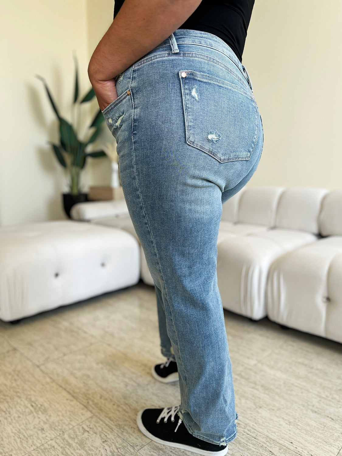 Judy Blue Full Size High Waist Distressed Straight Jeans - In Style Chics Boutique LLC