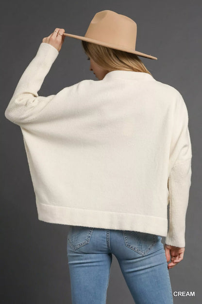 V-Neck Sweater with Wide Trim Detail at In Style Chics Boutique 