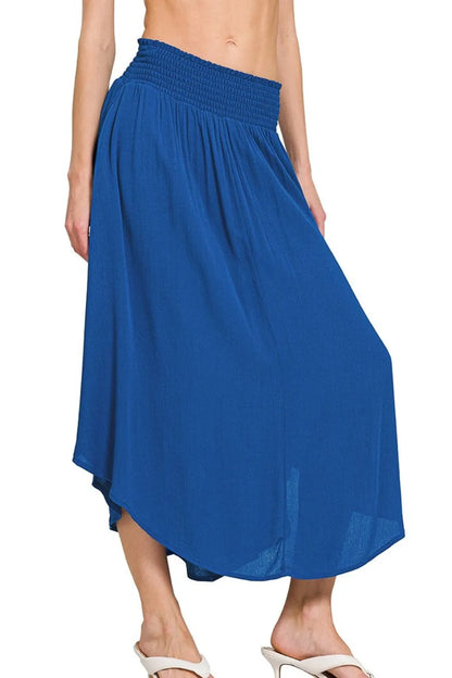 Maxi Skirt W Pockets, Woven Crinkle Smocked Waist - In Style Chics Boutique