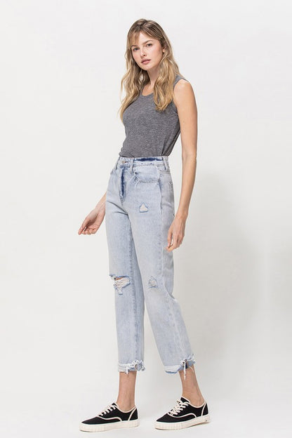 Super High Relaxed Cuffed Straight Jeans for Women - In Style Chics Boutique LLC