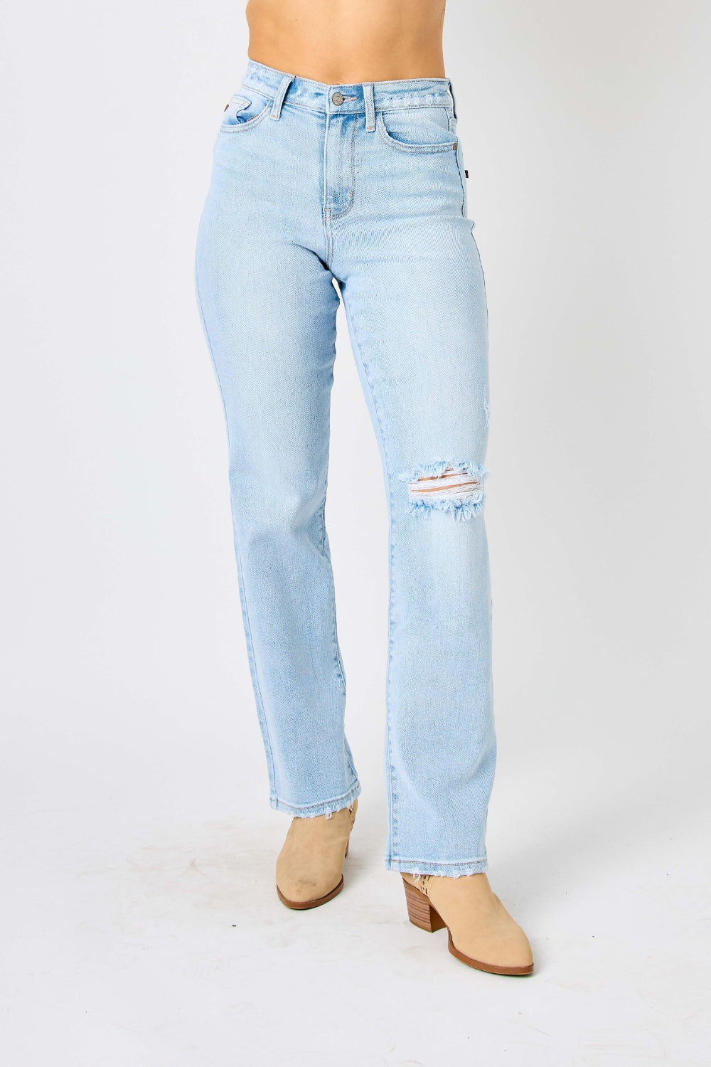 Judy Blue Full Size High Waist Distressed Straight Jeans - In Style Chics Boutique LLC