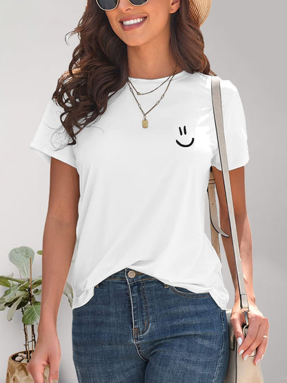 Smile Graphic Round Neck Short Sleeve T-Shirt - In Style Chics Boutique LLC