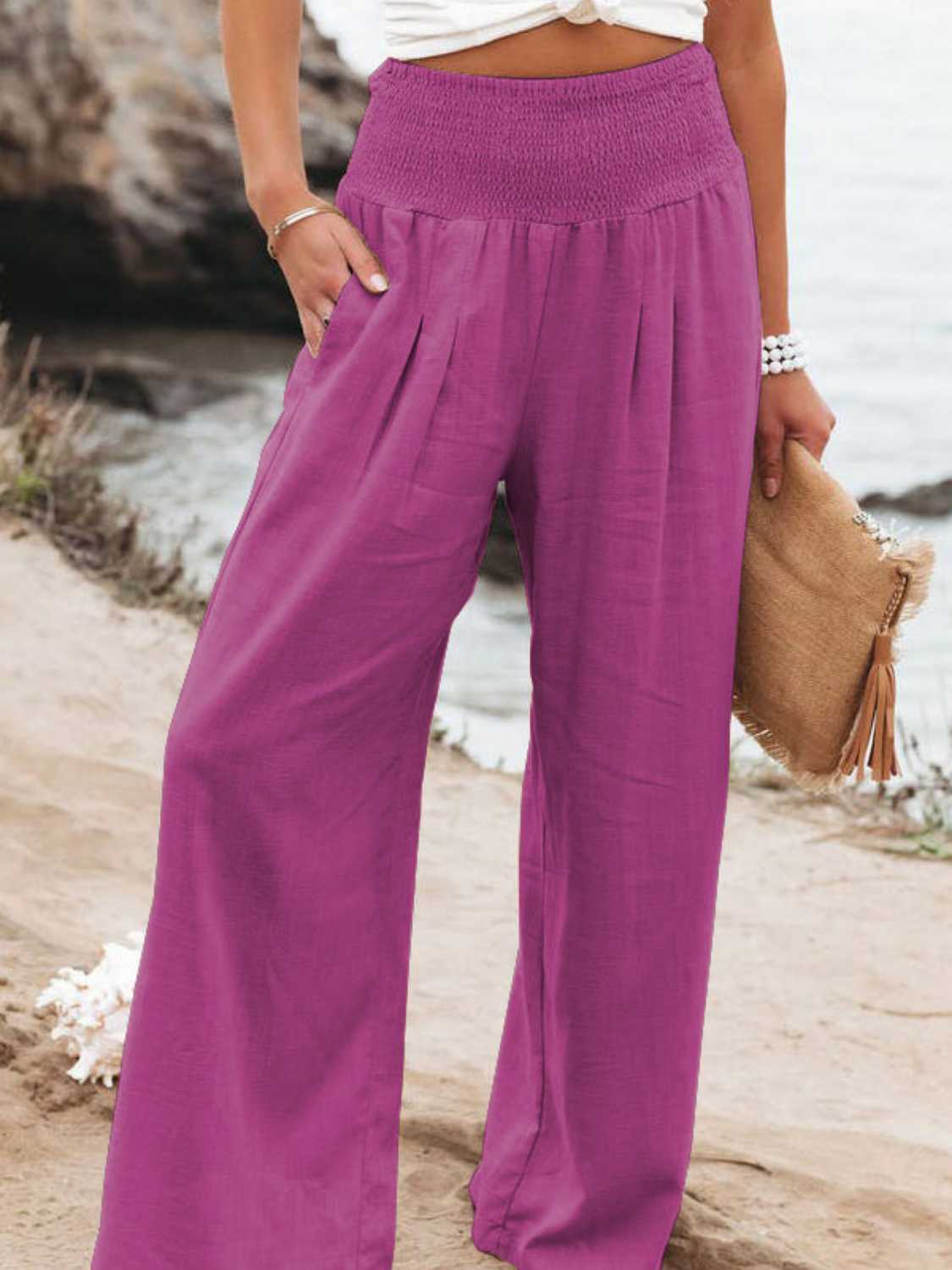 Full Size Smocked Waist Wide Leg Pants - More Colors! - In Style Chics Boutique LLC