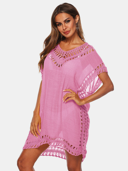 Cutout V-Neck Short Sleeve Cover-Up - More Colors! - In Style Chics Boutique LLC