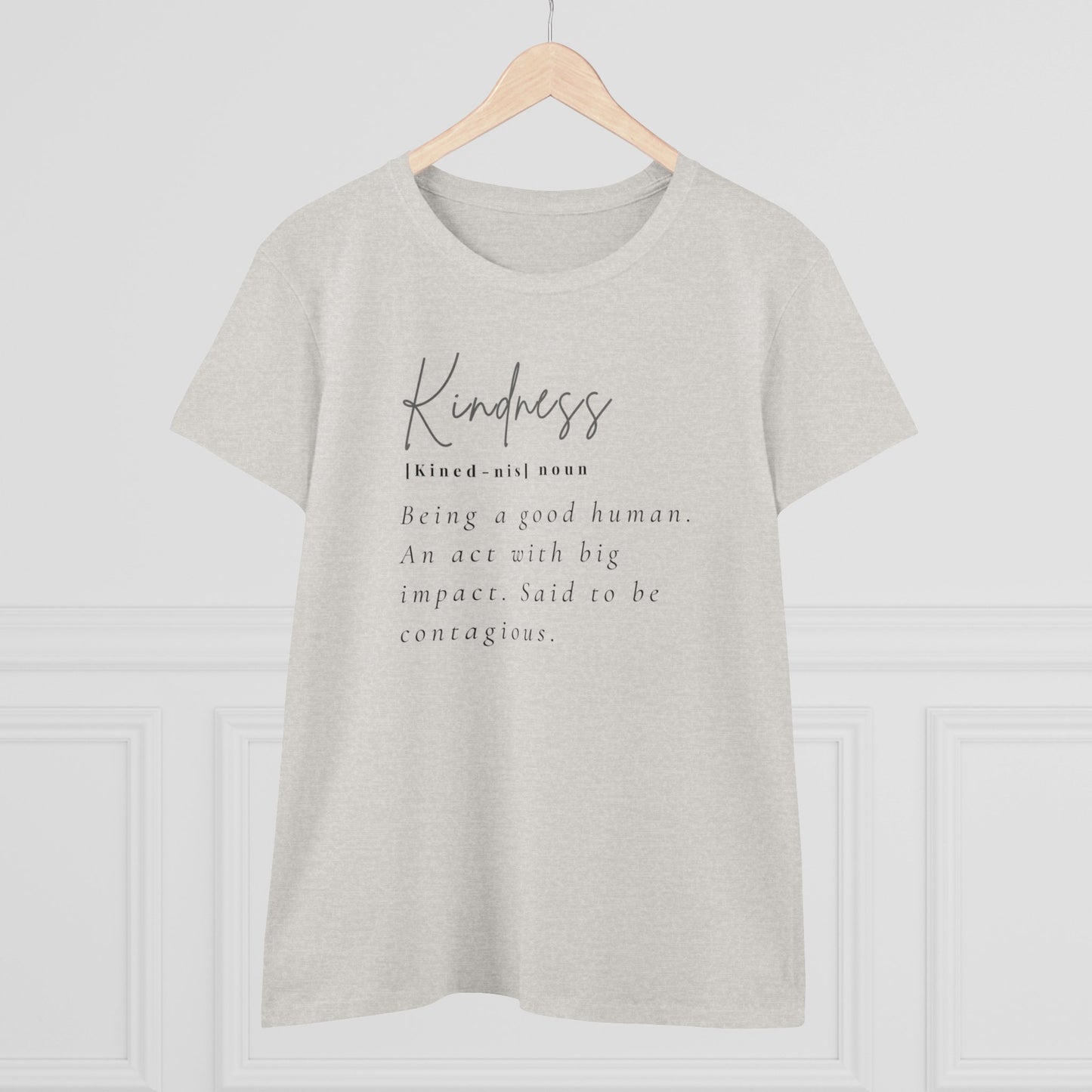 Women's Midweight Cotton "Kindness" Graphic Tee with Black Print - In Style Chics Boutique LLC