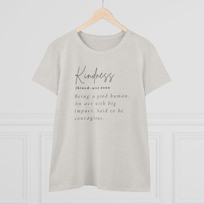 Women's Midweight Cotton "Kindness" Graphic Tee with Black Print - In Style Chics Boutique LLC