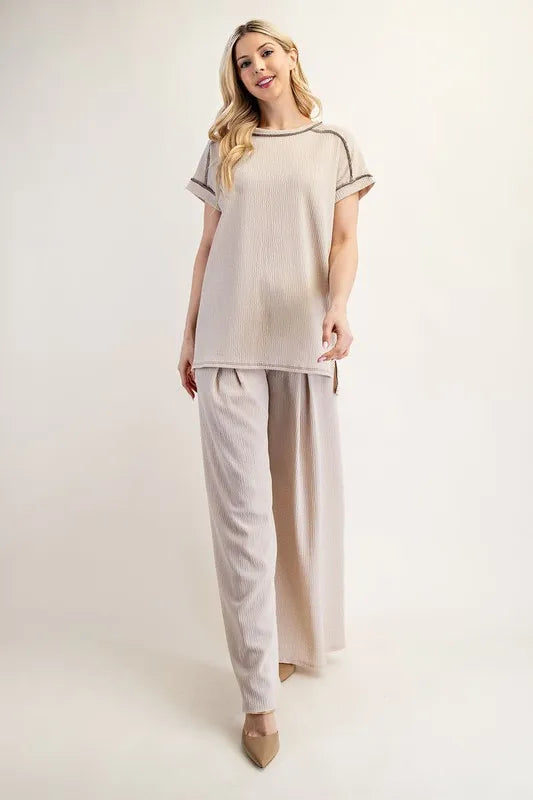Relaxed-Fit Textured Top with Short Sleeves - In Style Chics Boutique Women's Juniors Plus Size Clothing Online 